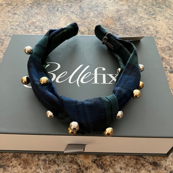 ❤️🎄Tartan & Cheer Knotted Headband with Metallic Pearls  - NEW WITH TAGS - Picture 4 of 6